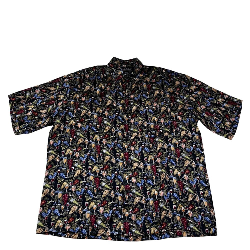 Nicole Miller Vintage 100% Silk Wine Lovers Print Button Down Shirt Men's Size M